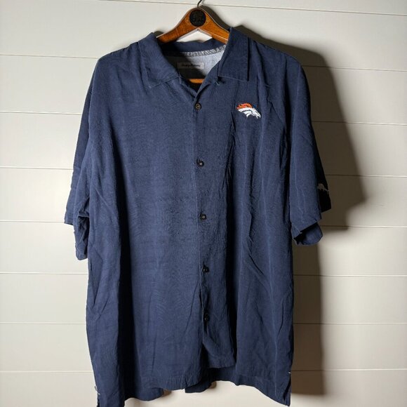 Tommy Bahama Denver Broncos Short Sleeve Button Up Casual Shirt XXXL Navy - Picture 2 of 9